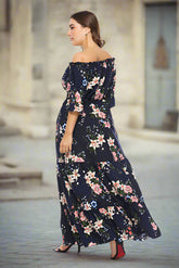 Celivie - Effortless Off-Shoulder Floral Maxi Dress